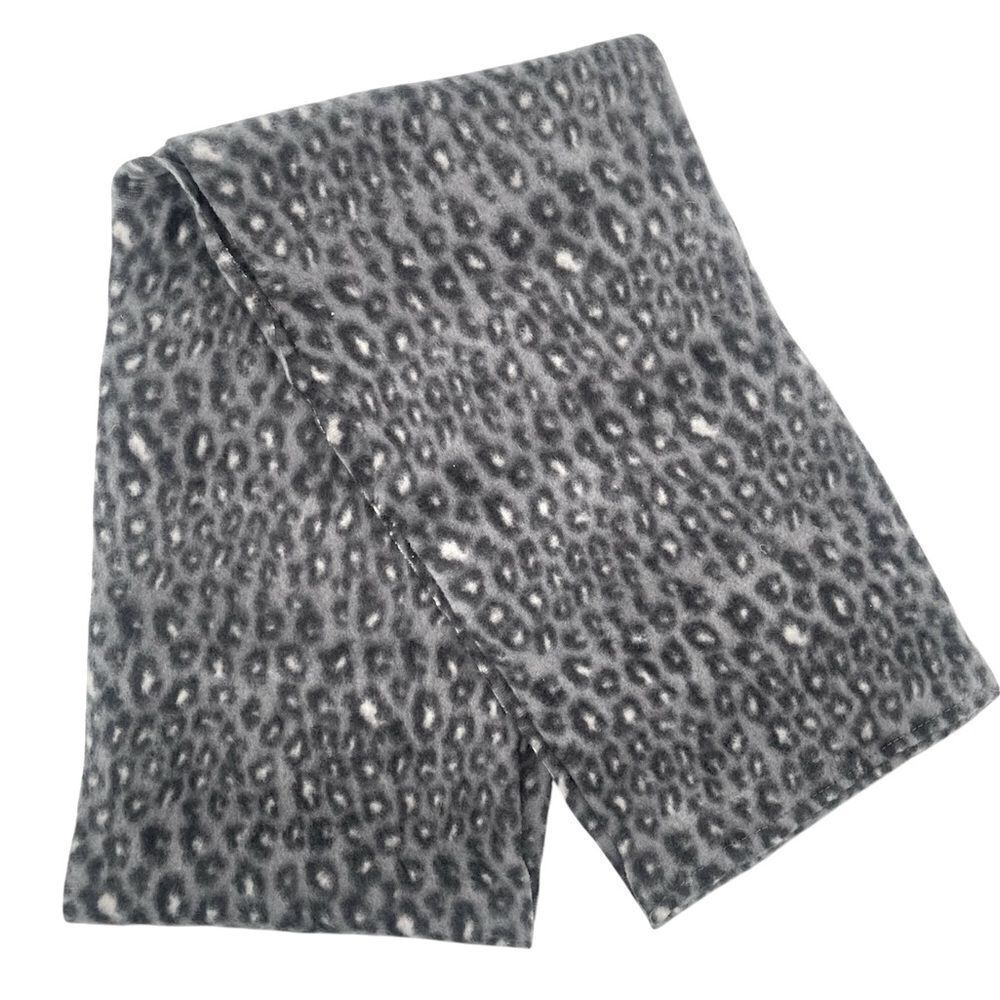 Women’s Gray Black Leopard Print Infinity Fleece Neck Scarf OS